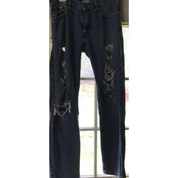 Distressed 30 x 32 Men's Faded Ripped St. John’s Bay Easy Fit Blue Jeans Cotton - Picture 5 of 7